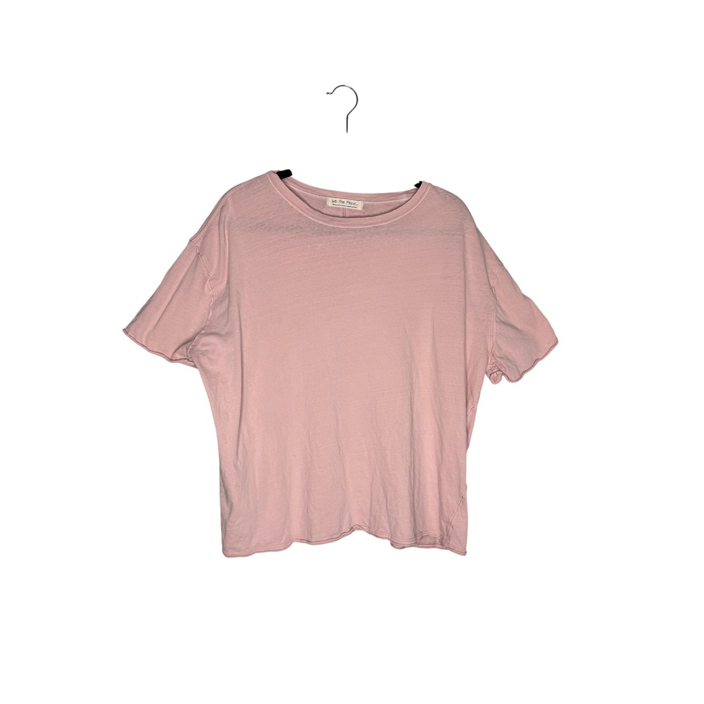 We The Free T-Shirt Women Small Pink Excellent Oversized Raw Hem Exposed Seam
